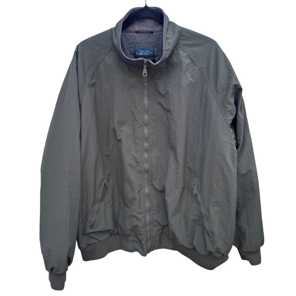 Cherokee Gorpcore Fleece Lined Full Zip Windbreaker Jacket Outdoor Green Mens XL